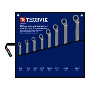 Набор ключей гаечных накидных изогнутых 75° в сумке, 6-27 мм, 8 предметов Thorvik ORWS008