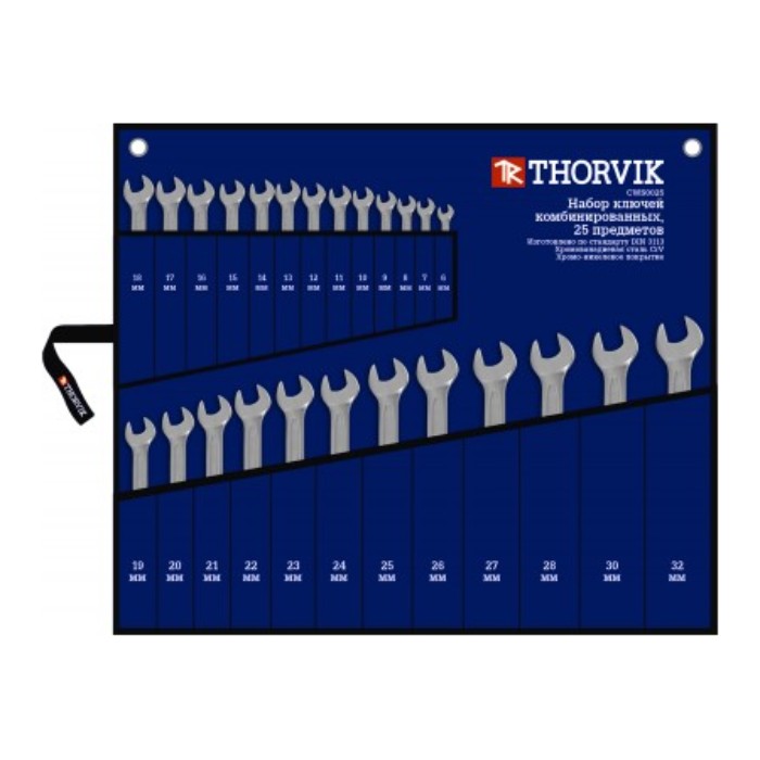 Набор ключей гаечных комбинированных в сумке, 6-32 мм, 25 предметов Thorvik CWS0025