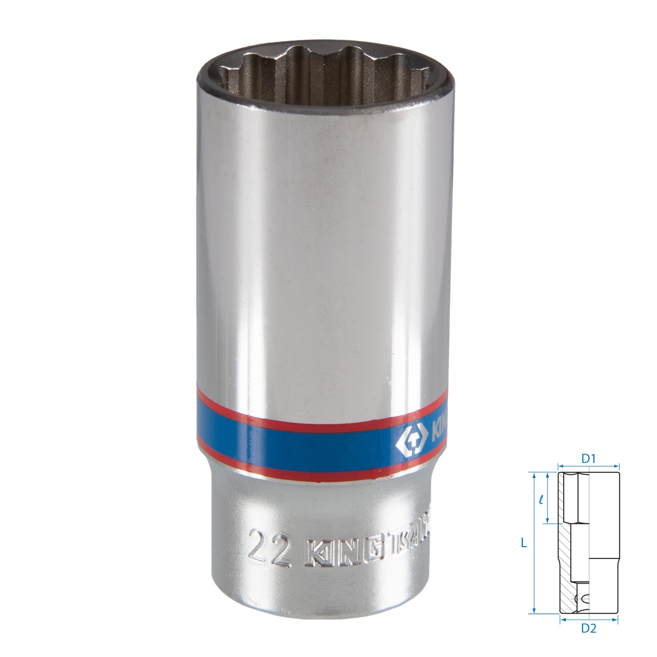 Головка торцевая глубокая двенадцатигранная 3/8", 22 мм KING TONY 323022M