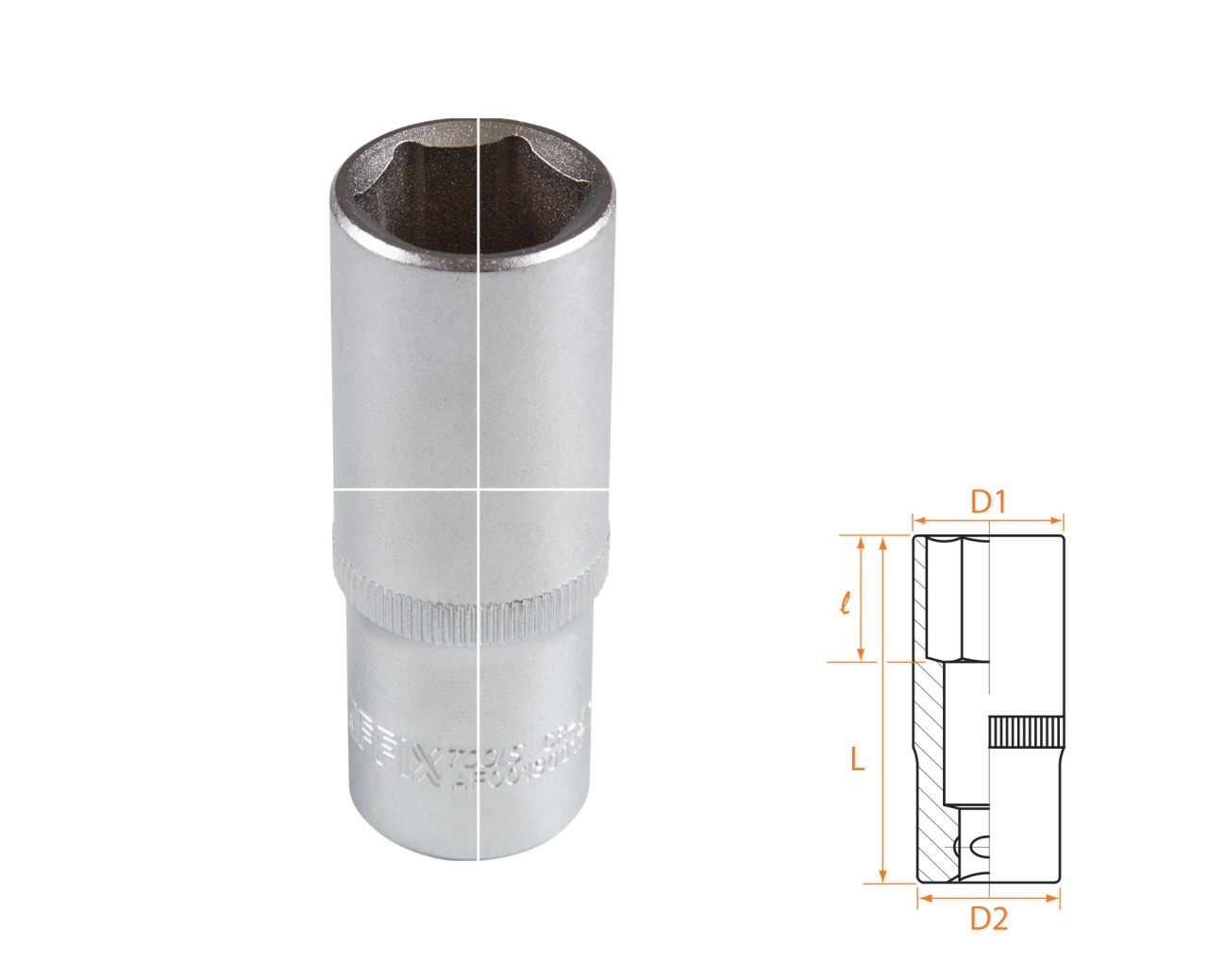 Головка торцевая глубокая шестигранная 3/8", 17 мм AFFIX AF00130017