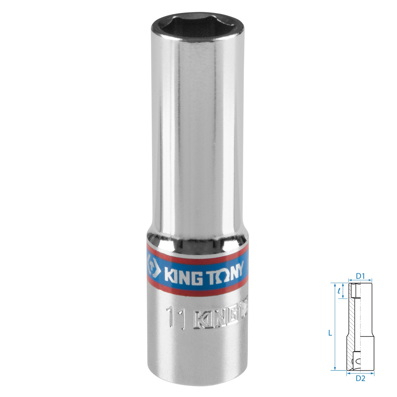 Головка торцевая глубокая шестигранная 3/8", 11 мм KING TONY 323511M