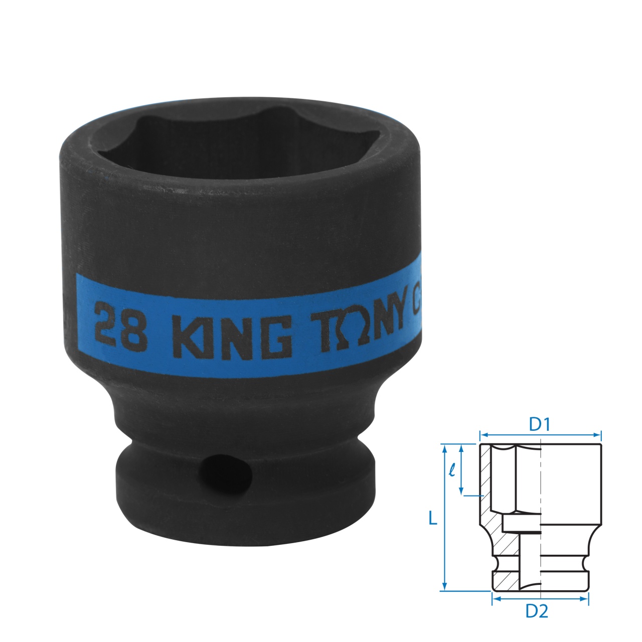 Головка торцевая ударная шестигранная 1/2", 28 мм KING TONY 453528M