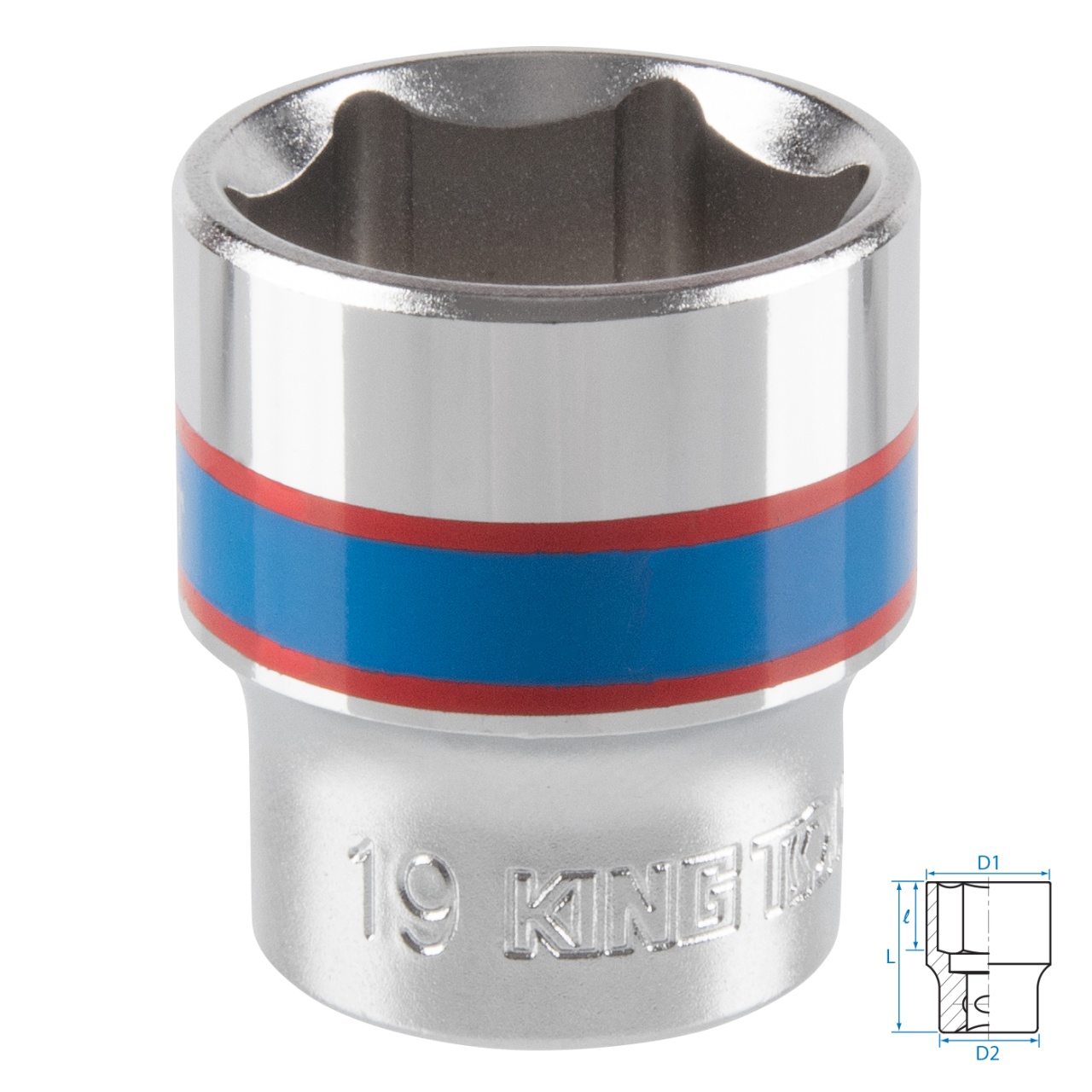 Головка торцевая стандартная шестигранная 3/8", 19 мм KING TONY 333519M