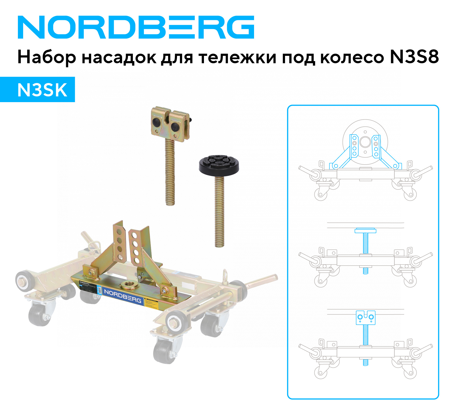 Набор насадок для тележки под колесо N3S8 NORDBERG N3SK — изображение 2