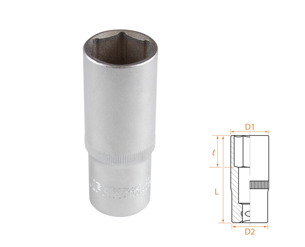 Головка торцевая глубокая шестигранная 1/2", 22 мм AFFIX AF00140022