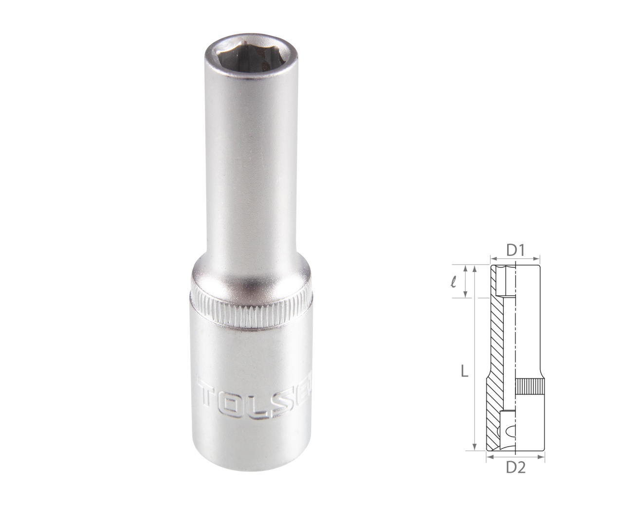 Головка торцевая глубокая шестигранная 1/2", 9 мм TOLSEN TT16559