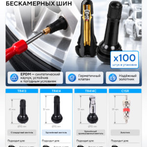 Вентиль для бескамерных шин, 100 шт NORDBERG TR414