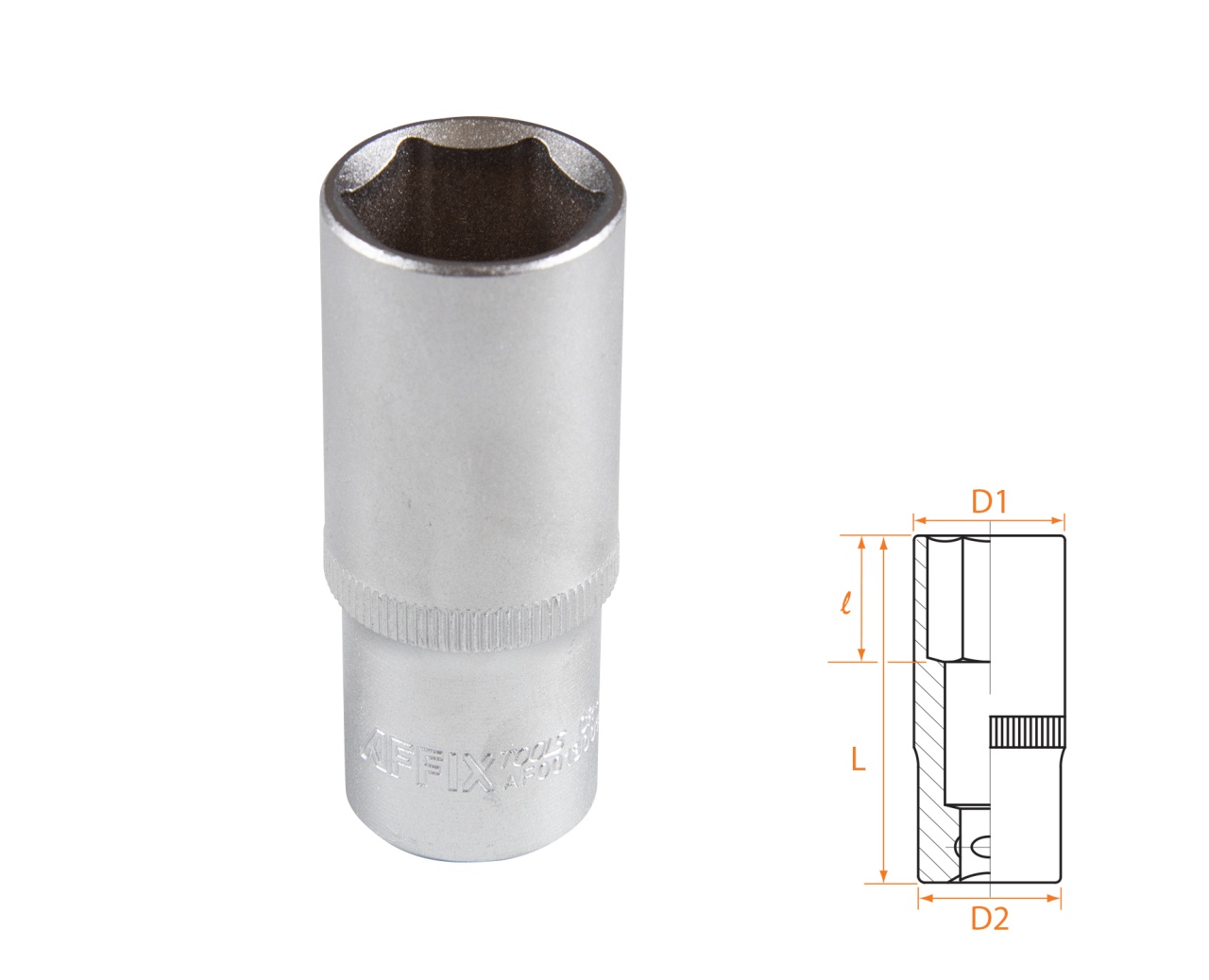 Головка торцевая глубокая шестигранная 3/8", 19 мм AFFIX AF00130019