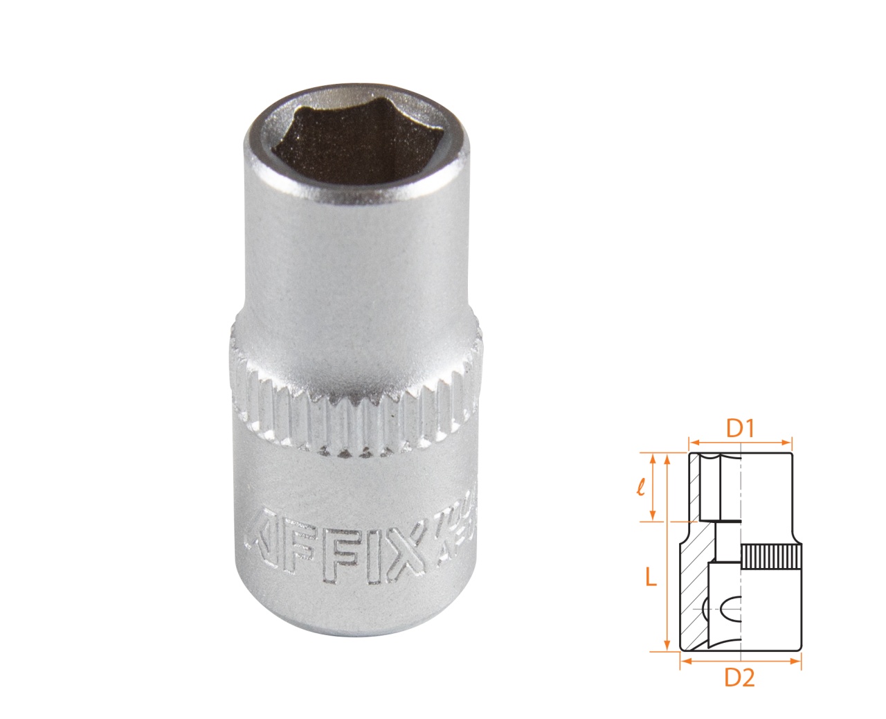 Головка торцевая стандартная шестигранная 1/4", 7 мм AFFIX AF00020007
