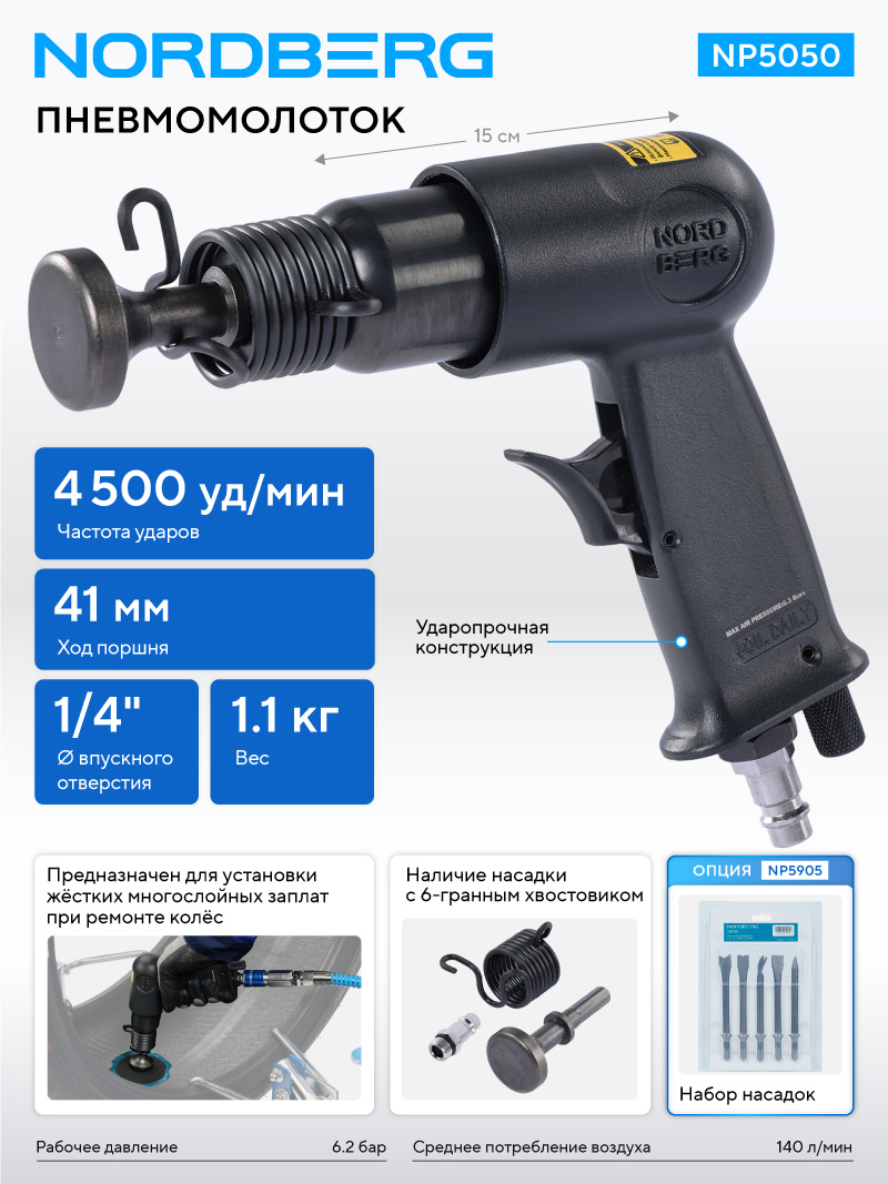 Пневмомолоток 150 мм NORDBERG NP5050 — изображение 2
