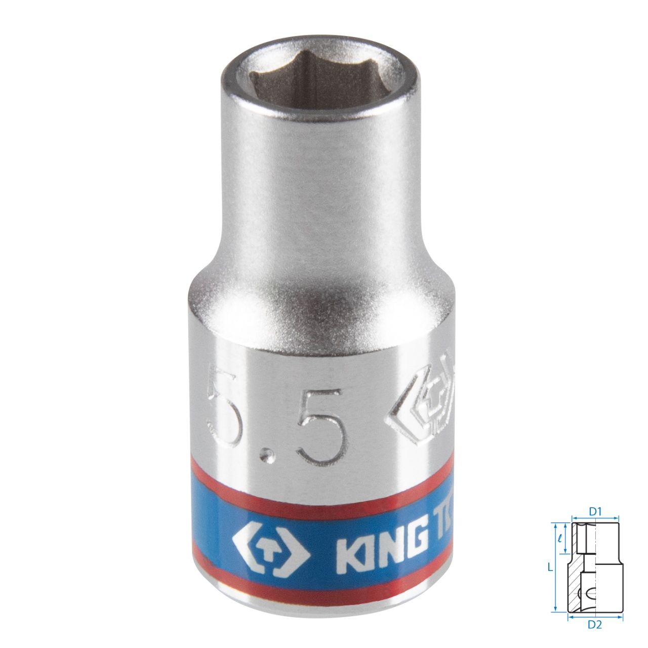 Головка торцевая стандартная шестигранная 1/4", 5,5 мм KING TONY 233555M