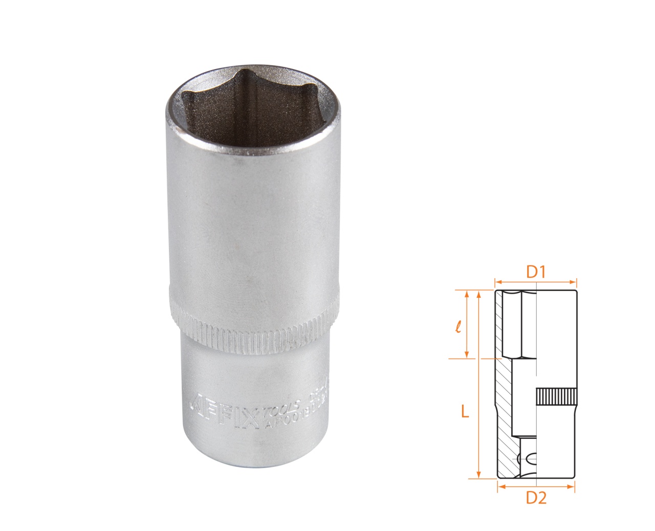 Головка торцевая глубокая шестигранная 3/8", 21 мм AFFIX AF00130021