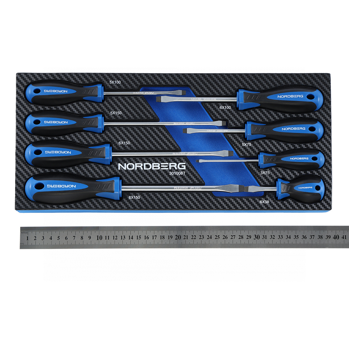 Набор отверток шлицевых в ложементе, 8 предметов NORDBERG 301008T — изображение 6