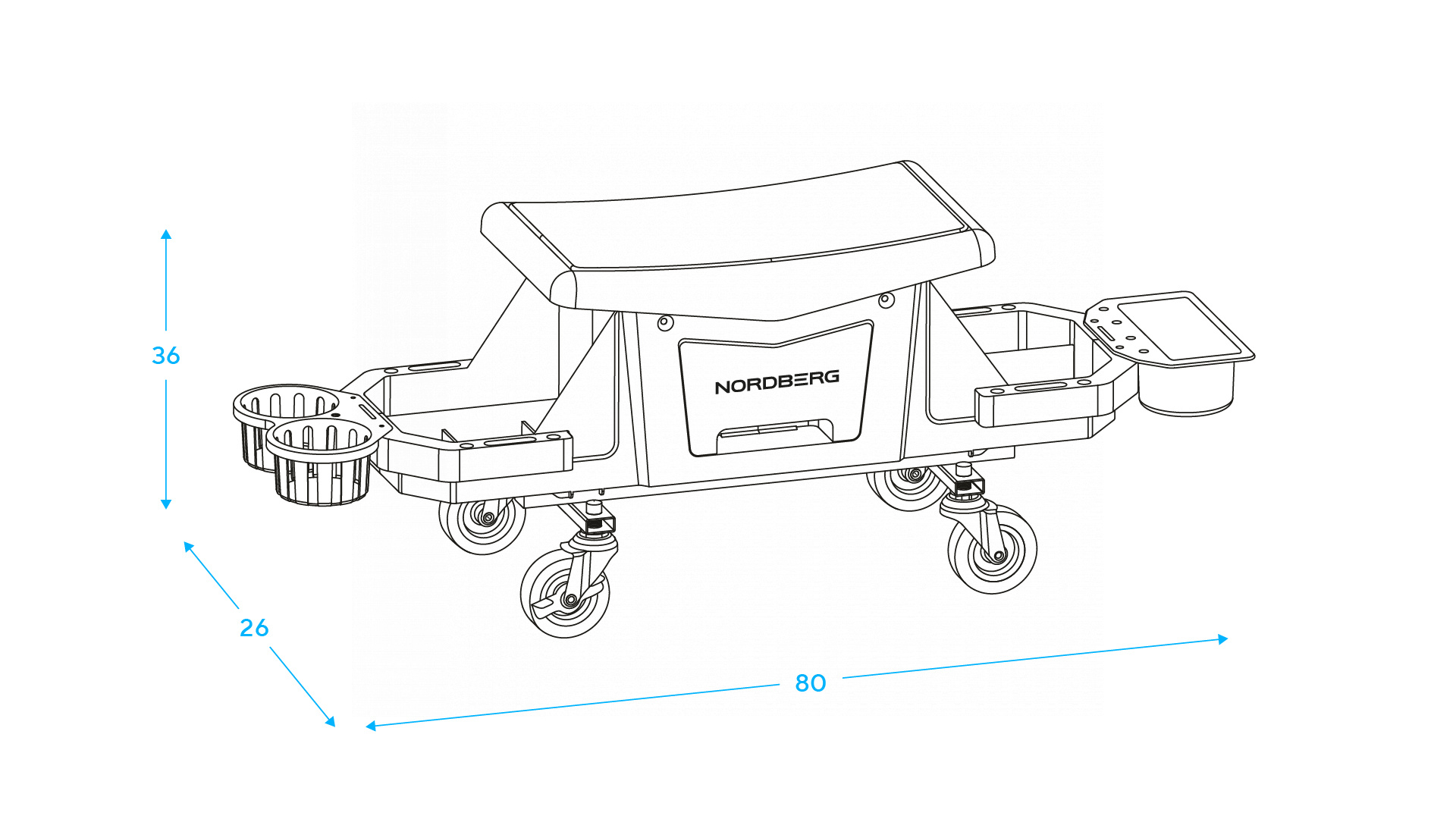 Сиденье ремонтное на колесах с выдвижным лотком для инструмента NORDBERG N30S12 — изображение 2