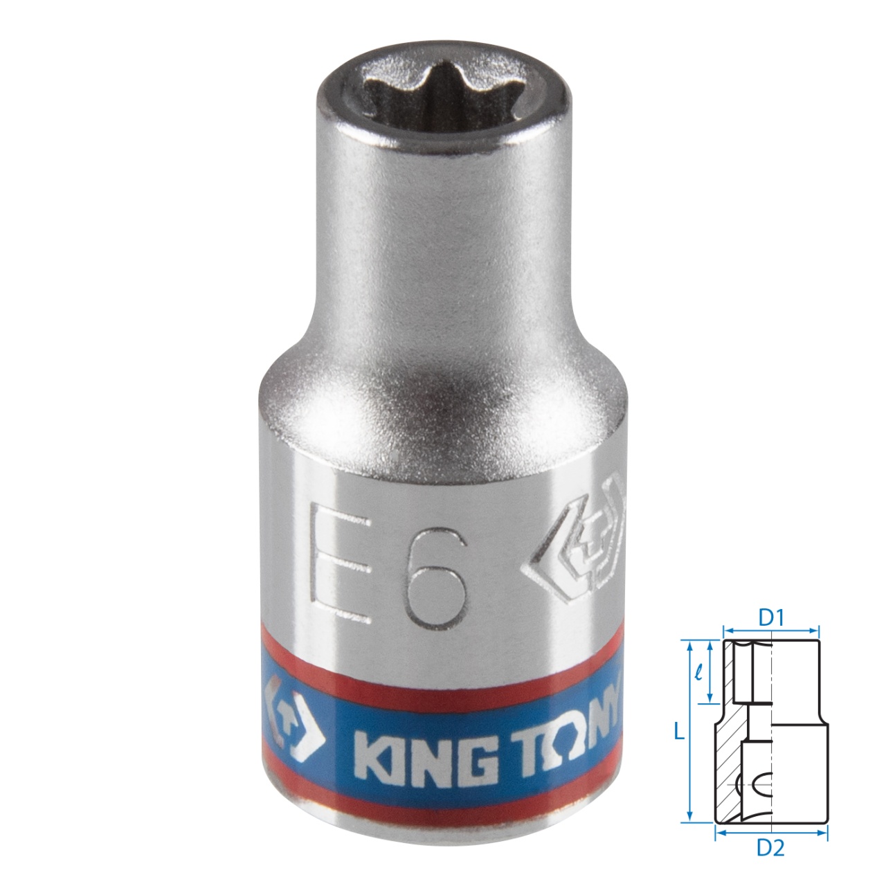 Головка торцевая TORX Е-стандарт 1/4", E6, L = 24 мм KING TONY 237506M