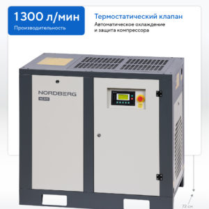 Компрессор винтовой, 11 кВт, 10 бар, 1300 л/мин, без ресивера NORDBERG NCN15