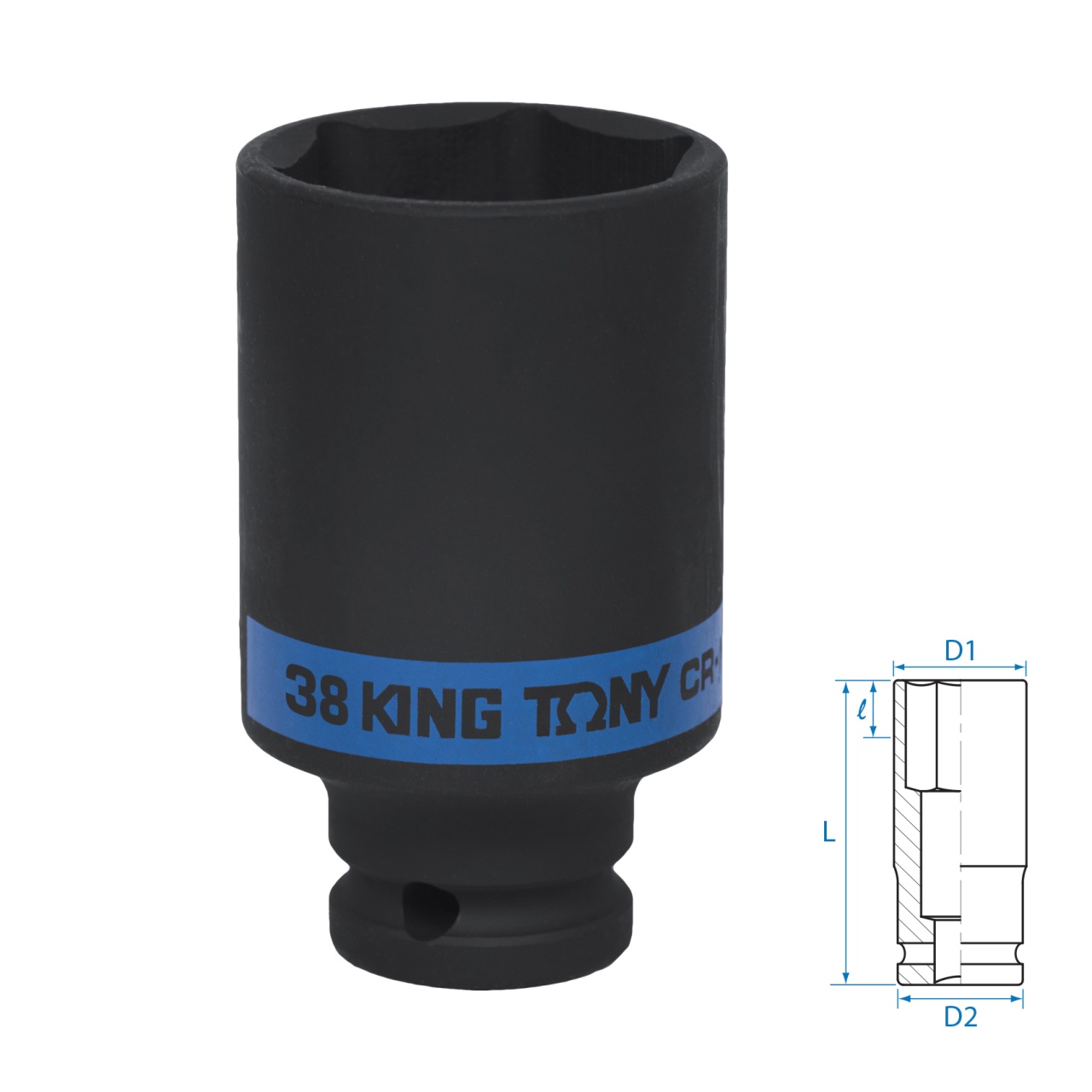 Головка торцевая ударная глубокая шестигранная 1/2", 38 мм KING TONY 443538M