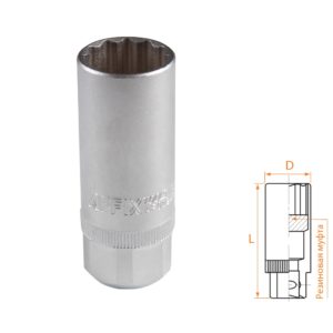 Головка свечная двенадцатигранная 1/2", 21 мм, резиновый фиксатор AFFIX AF00242021