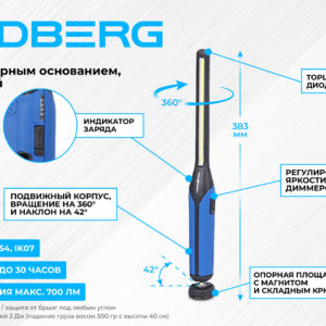 Фонарь светодиодный, с шарнирным основанием, аккумуляторный NORDBERG 1960